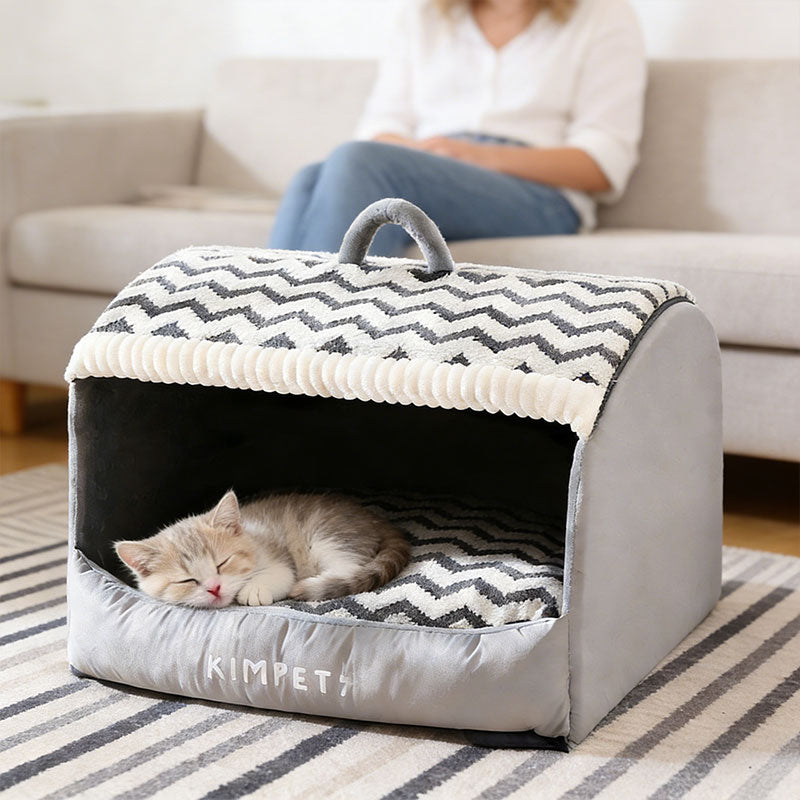 Heated Pet Tent Bed with Storage Drawers