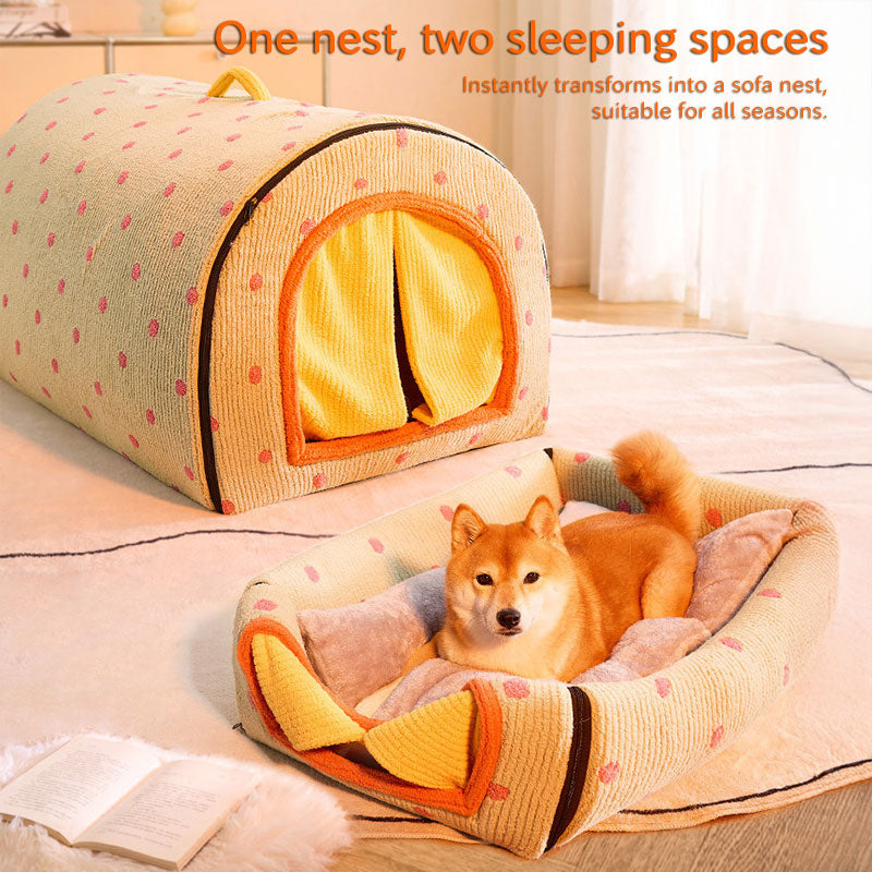 Heated Pet Tent Bed with Storage Drawers