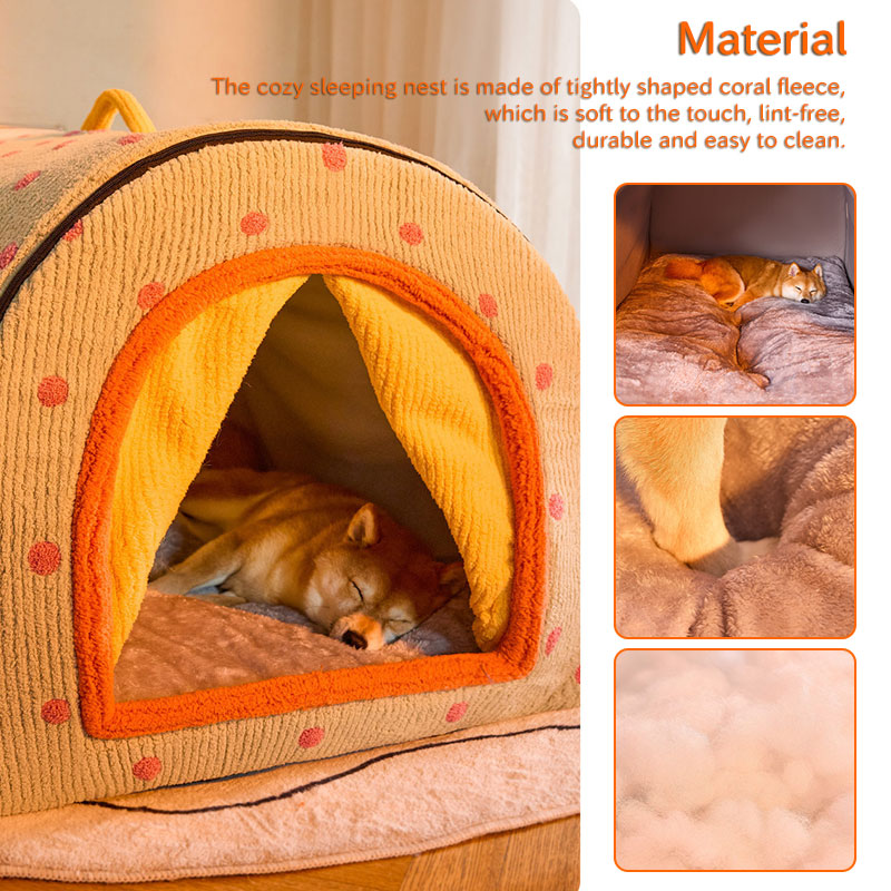 Heated Pet Tent Bed with Storage Drawers