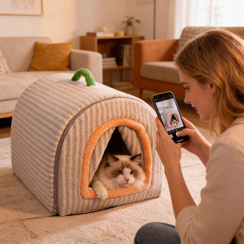 Heated Pet Tent Bed with Storage Drawers