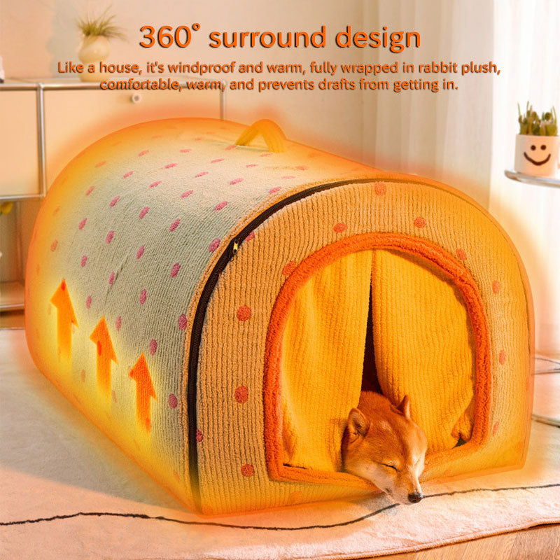Heated Pet Tent Bed with Storage Drawers